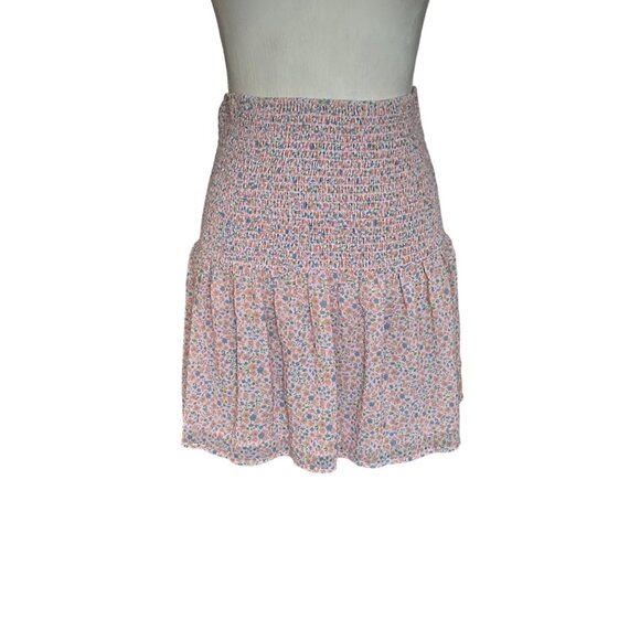 Elodie Womens Floral Smocked Elastic Waist Mini Skirt M Multicolor NWT - Picture 3 of 11